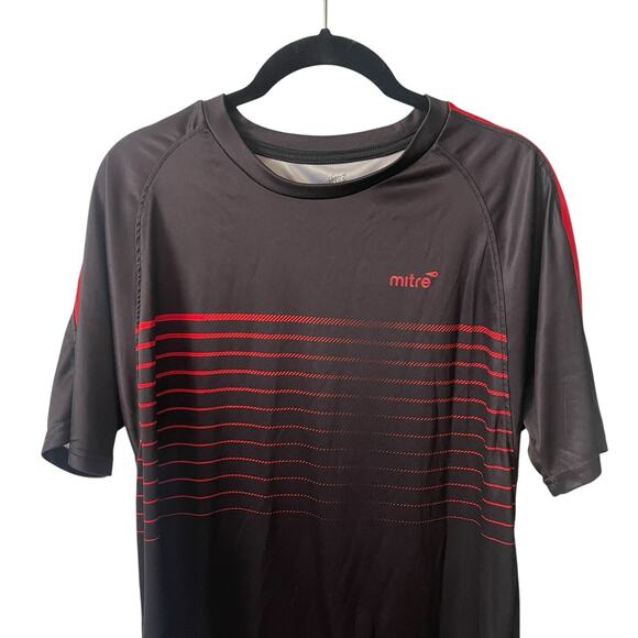 Mitre Mens Medium Athletic T-Shirt Short Sleeve Tee Top Black Red ProFlow Active - Picture 4 of 7